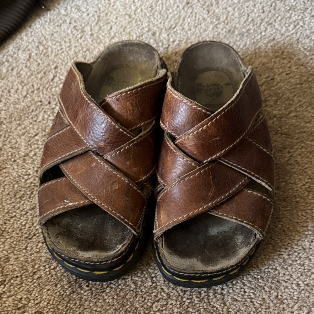 Doc Marten Dr marten vintage brown Leather strap Sandals y2k